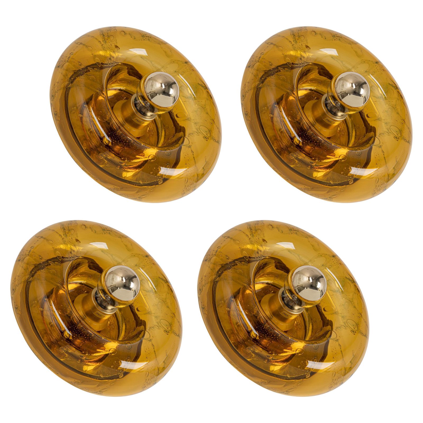 1 Of 6 Special Smoked Glass Wall Light Doughnut Shape By Doria, Germany, 1960s