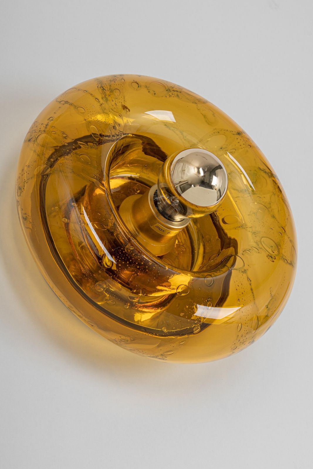 1 Of 6 Special Smoked Glass Wall Light Doughnut Shape By Doria, Germany, 1960s photo Lighting
