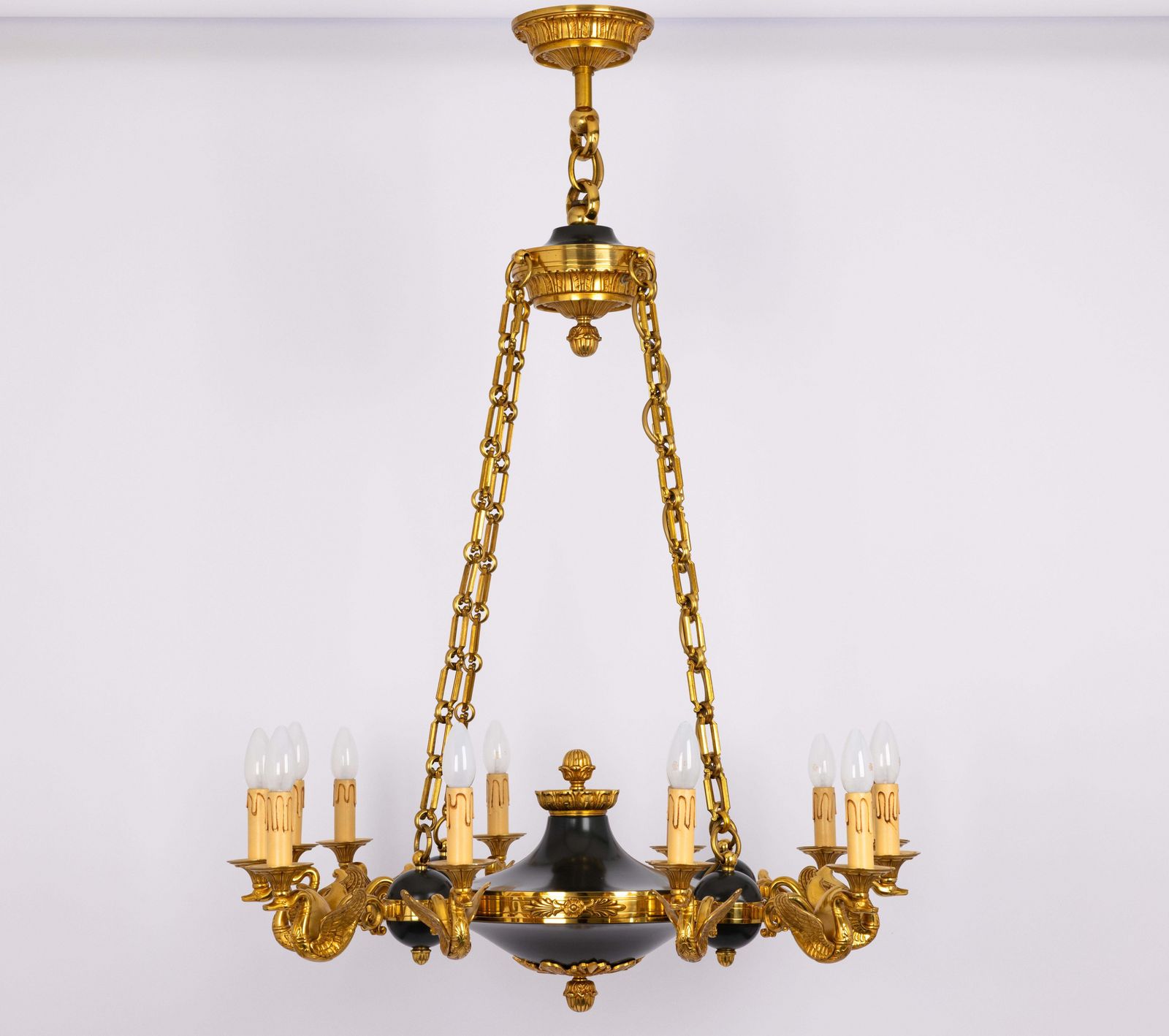 photo vinterior Antique French Empire Style Gilt And Patina Bronze Chandelier