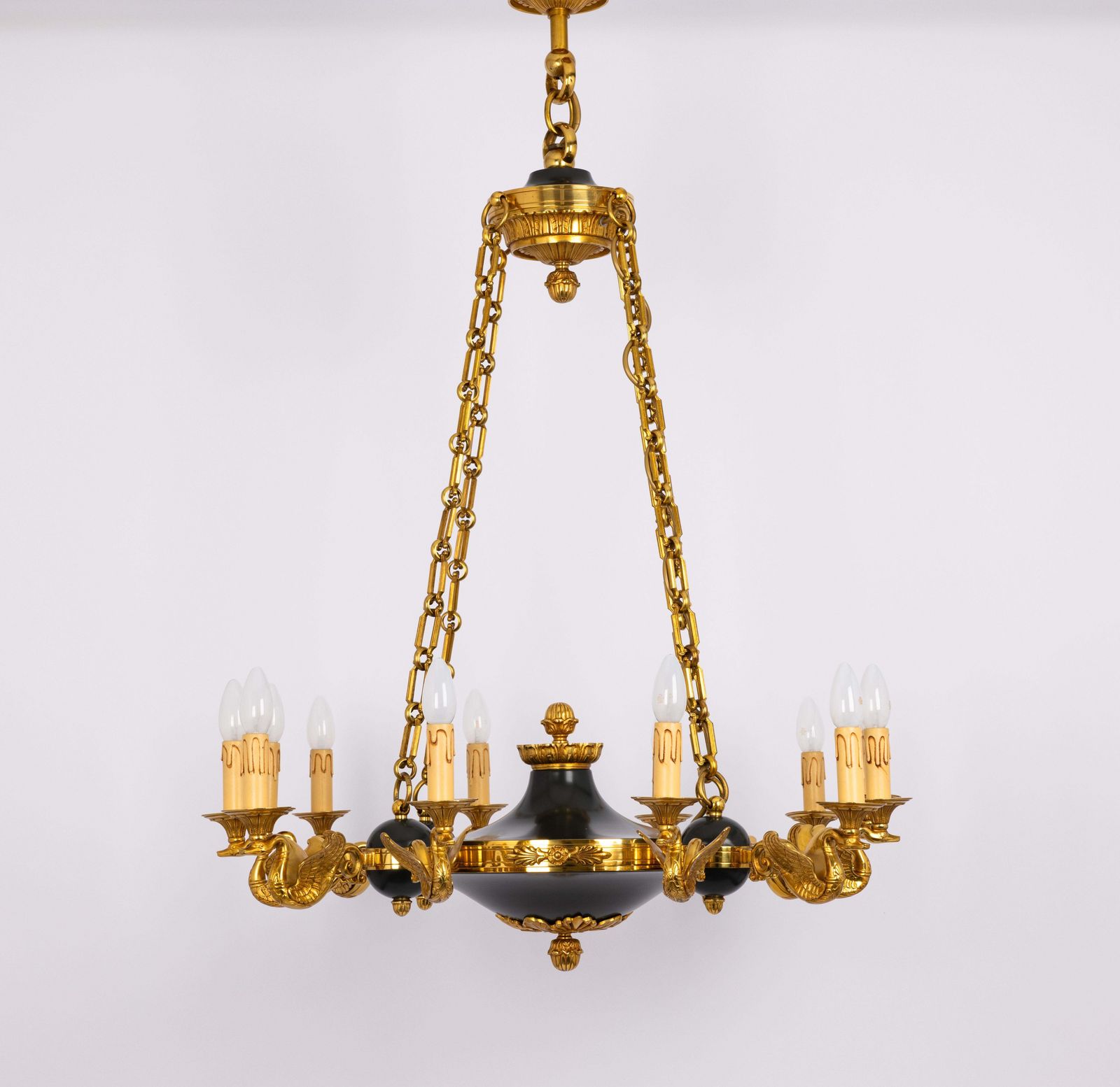 photo buy Antique French Empire Style Gilt And Patina Bronze Chandelier