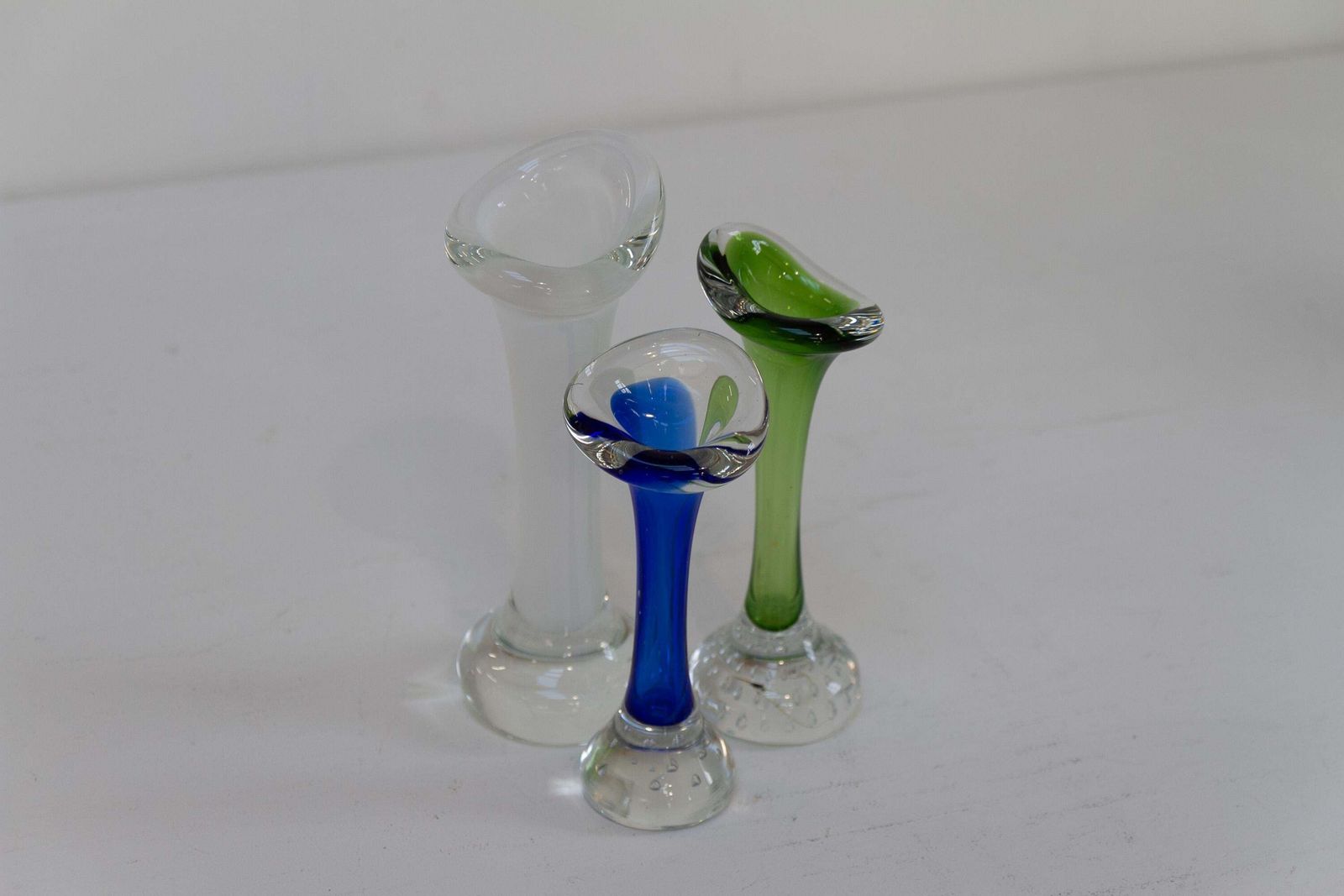 Swedish "Bone" Glass Vases By Bo Borgström For Aseda. 1960s. Set Of 3. photo vintage