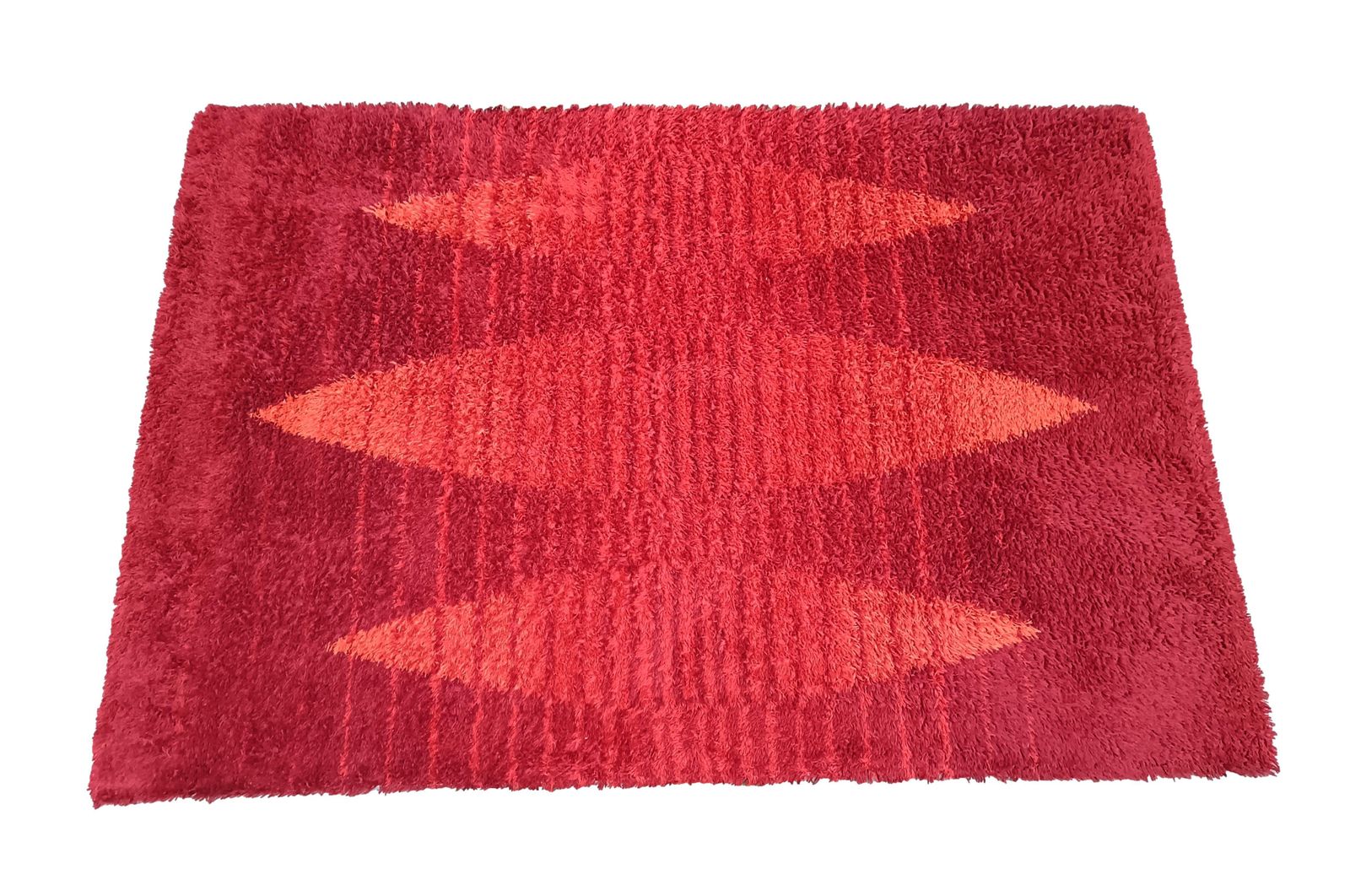 Red Geometric Rya Rug In Wool, Italy 1970s photo furniture