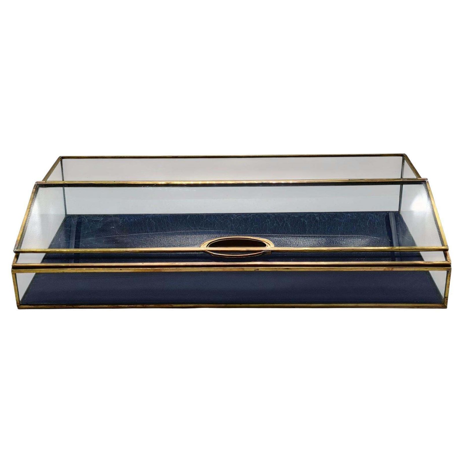 Brass And Glass Table Display Case, Italy 1950s