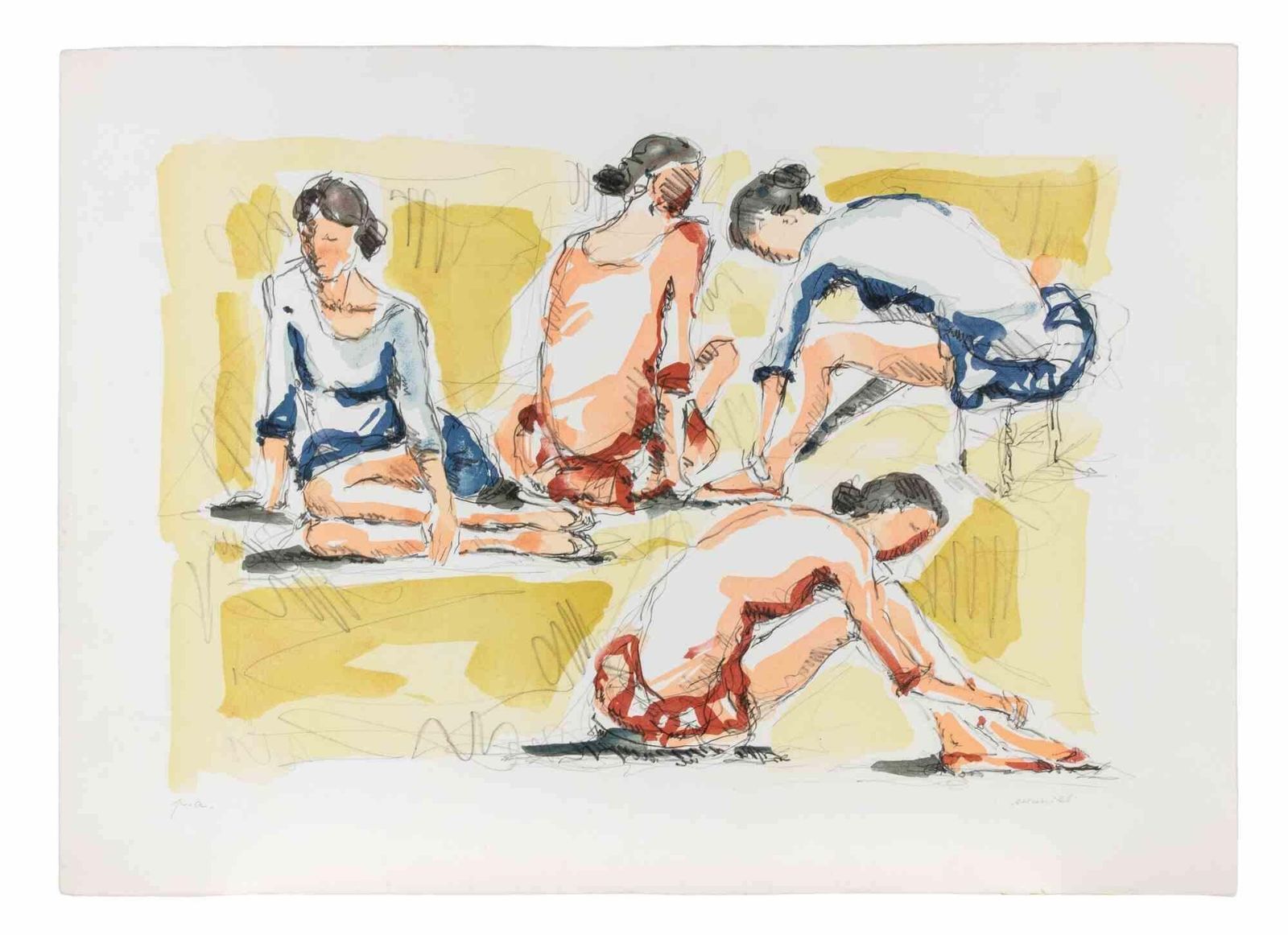 Franco Marzilliballerinas   Lithograph By Franco Marzilli   1980s1980s photo furniture