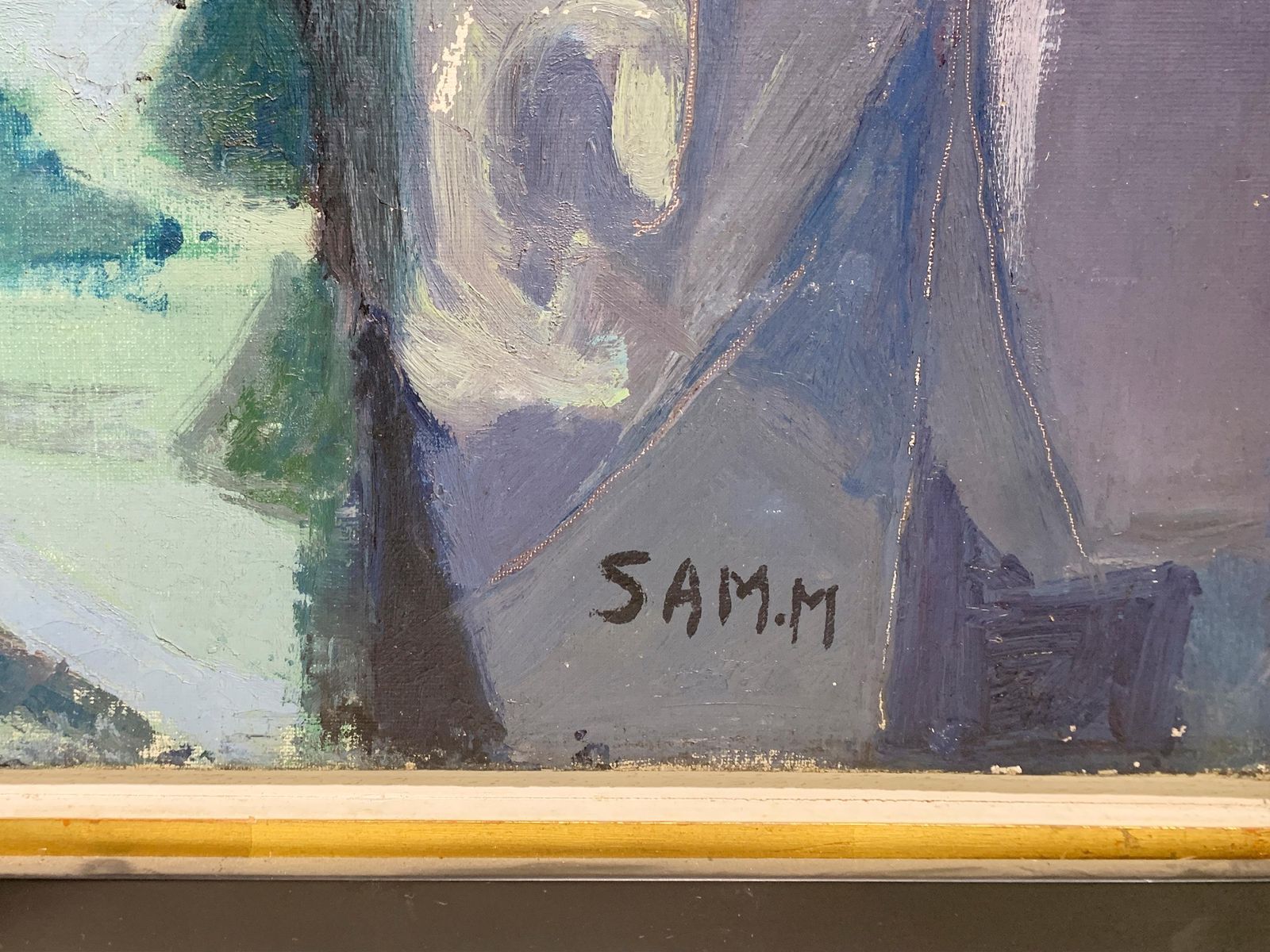 Art "Nocturne" Painting, Mid Century School Of Paris Signed By Samuel Mandelbaum photo