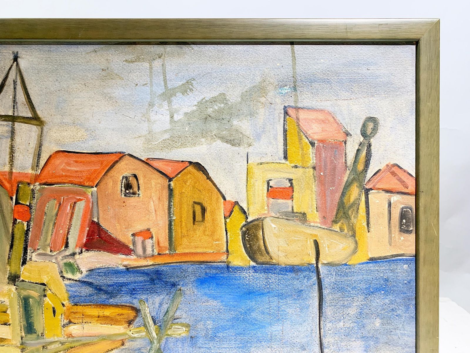 Mid Century French School Impressionist Harbor Scene Painting Signed "H. Michel" photo Art