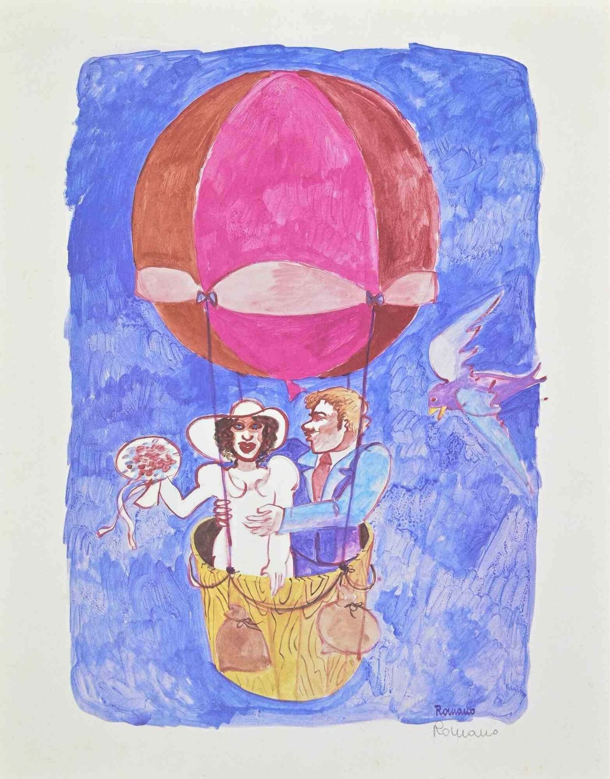 Daniela Romanoa Meeting In The Air   Lithograph By Daniela Romano   1990s1990s