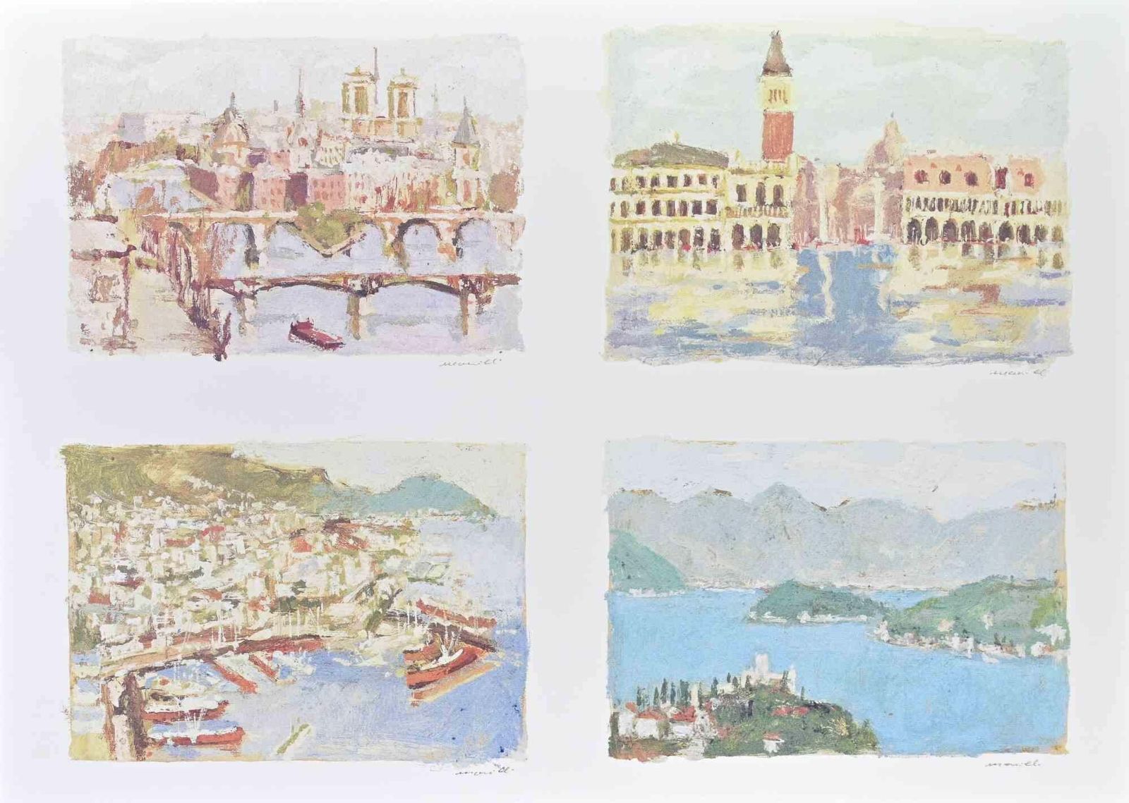 Franco Marzilliitalian Landscapes   Lithograph By Franco Marzilli   1980s1980s