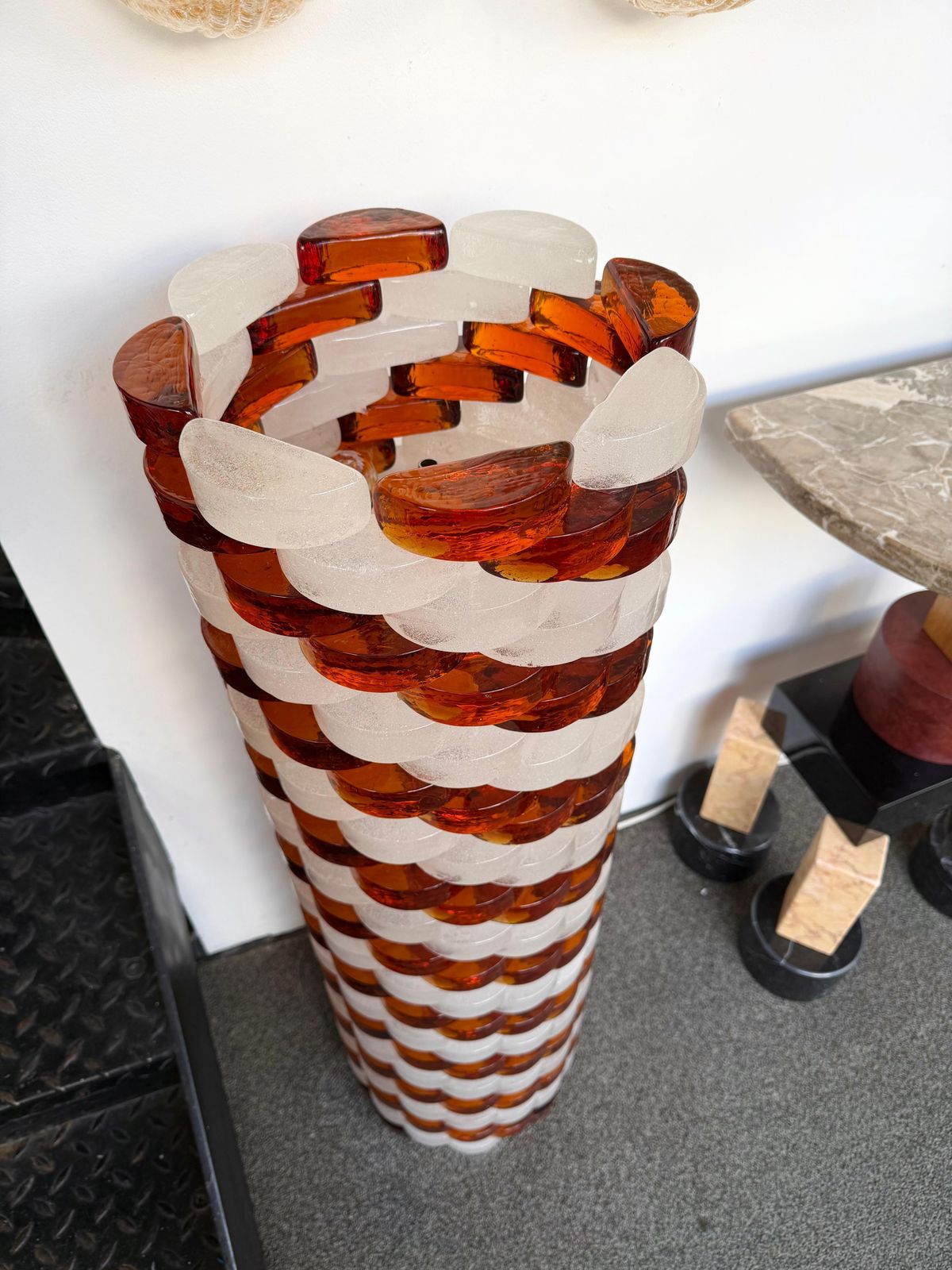 Lighting Mid Century Modern Glass Cube Tower Floor Lamp By Poliarte, Italy, 1970s photo