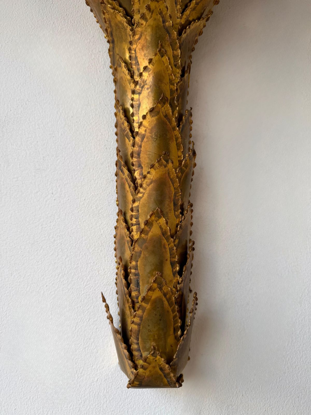 Pair Of Brass Palm Tree Sconces By Maison Jansen, France, 1970s photo for sale
