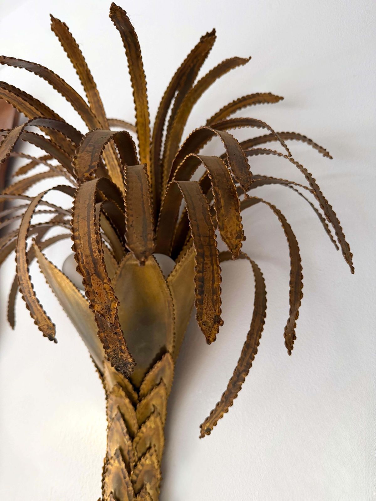 Pair Of Brass Palm Tree Sconces By Maison Jansen, France, 1970s photo 7850.0