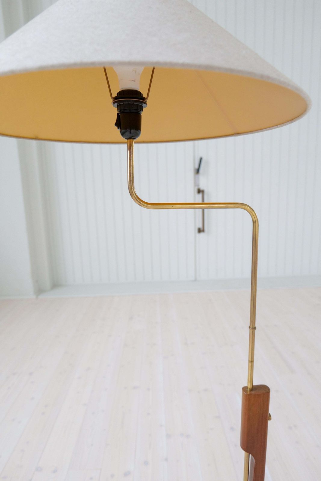 Midcentury Modern Floor Lamp, Teak And Brass Bergboms, Sweden, 1960s photo buy