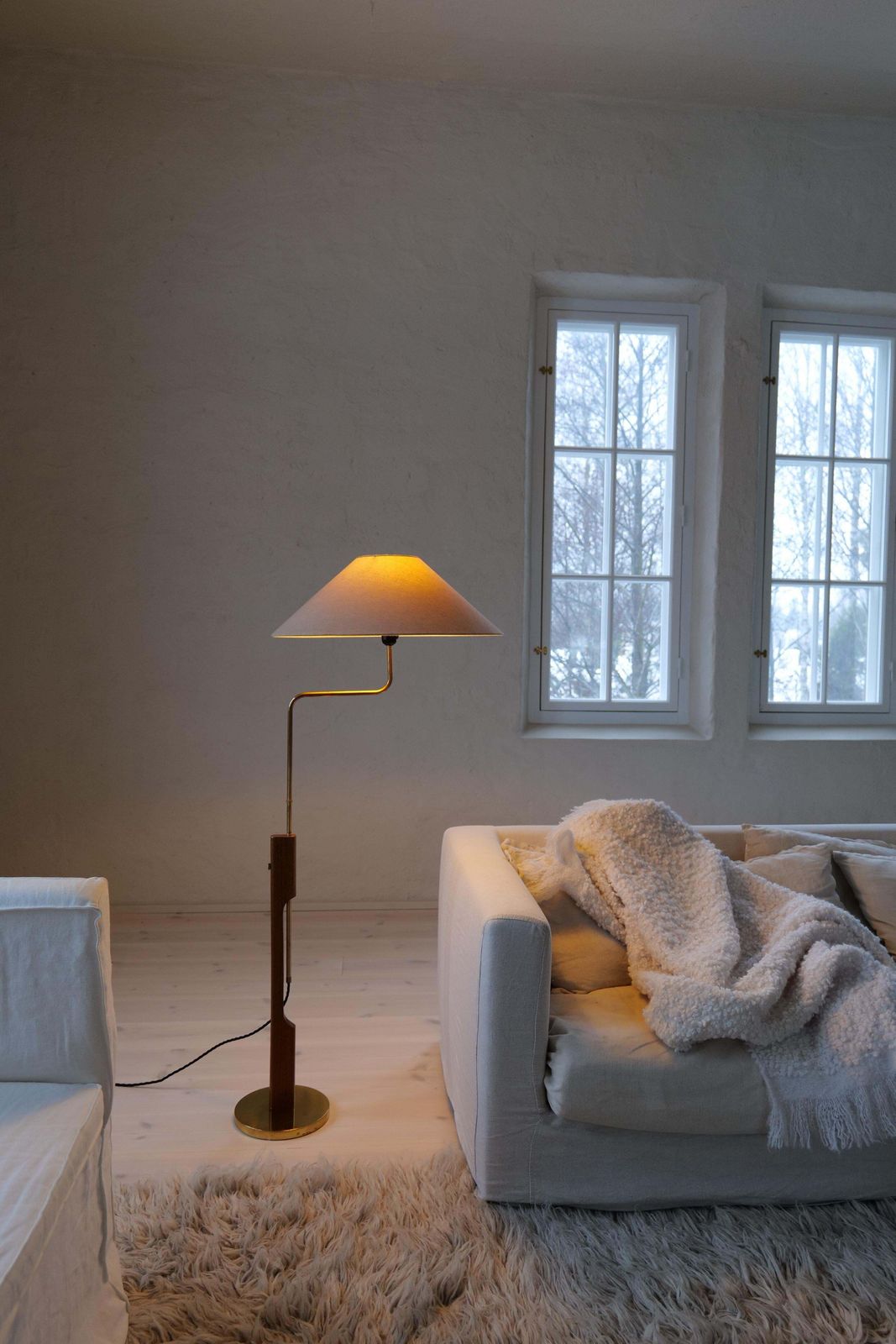 photo buy Midcentury Modern Floor Lamp, Teak And Brass Bergboms, Sweden, 1960s