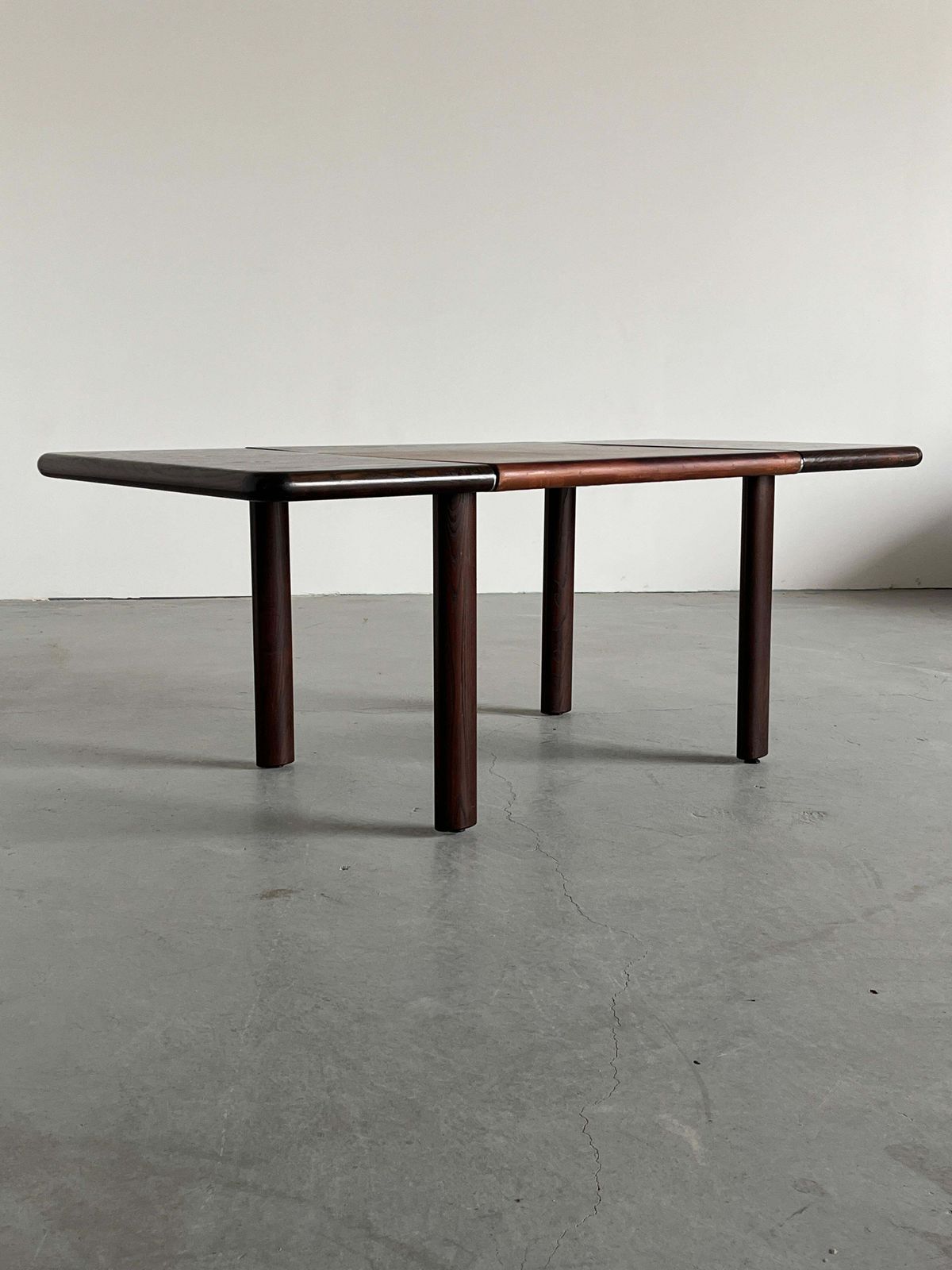 Large Vintage Mid Century Office Table In Palisander, Cognac Leather And Steel photo Furniture