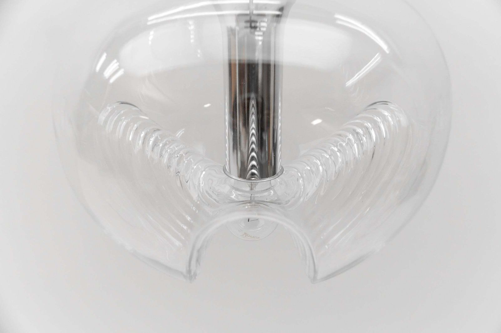 Large Clear Glass Lamp "Wave" By Koch & Lowy For Peill & Putzler, 1960s photo vinterior