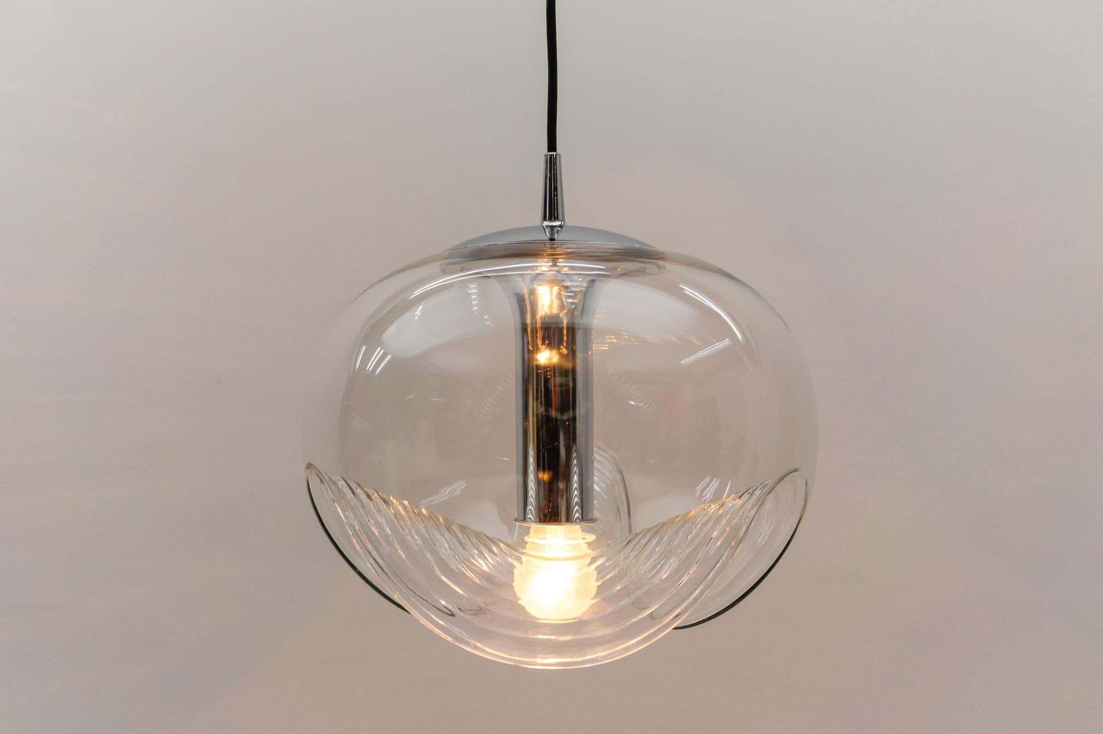 Large Clear Glass Lamp "Wave" By Koch & Lowy For Peill & Putzler, 1960s photo buy