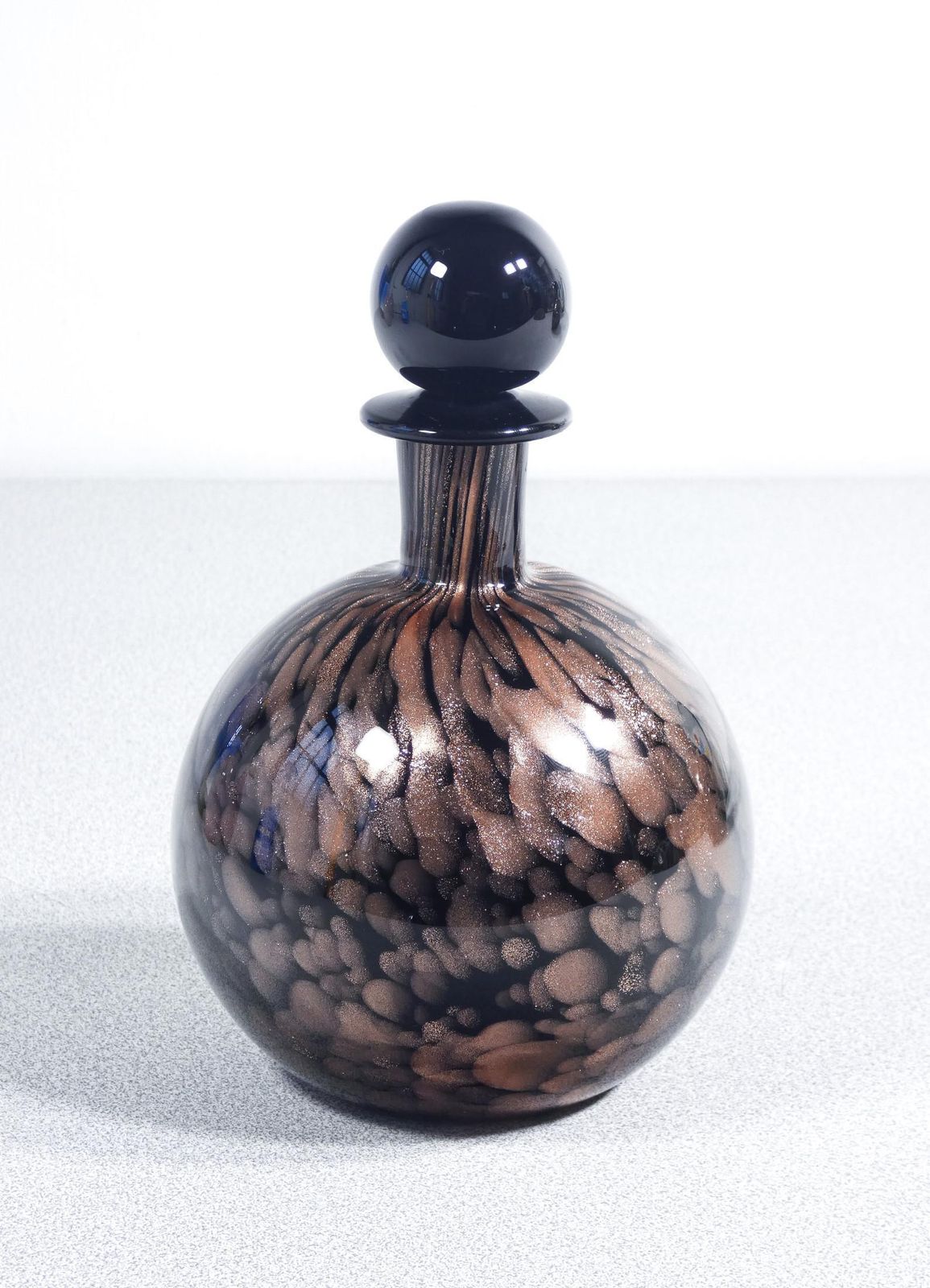Pair Of Bottles With Blown Glass Stoppers Signed Carlo Moretti. 1970s photo Home Decor