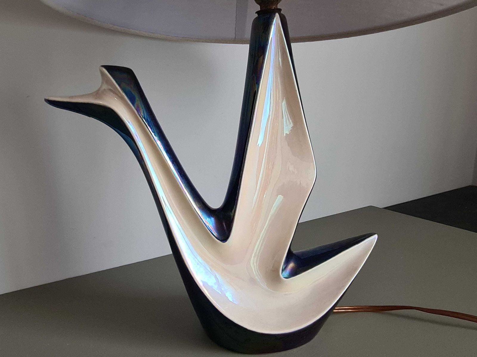 Vintage Ceramic Table Lamp – Sculptural Mid Century Lamp – Art Deco Modern Lighting – Designer Style Statement Lamp   French Design photo vinterior