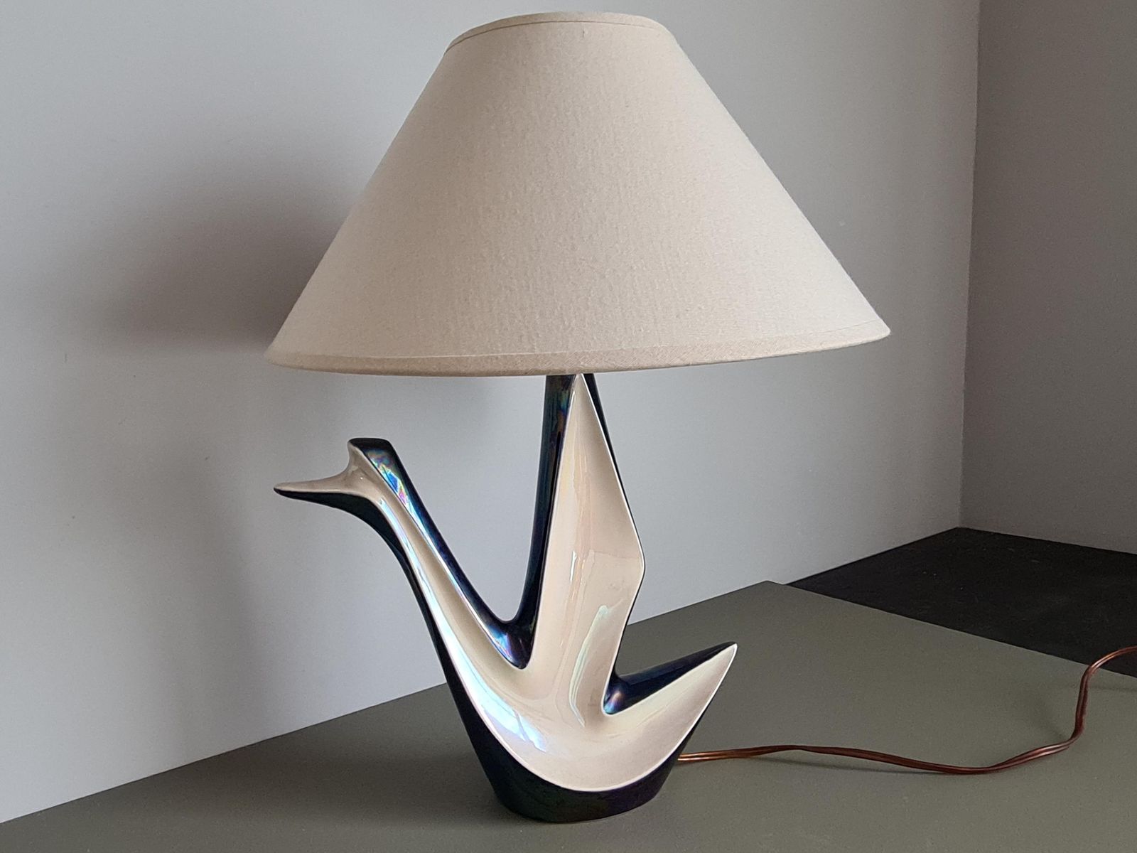 Vintage Ceramic Table Lamp – Sculptural Mid Century Lamp – Art Deco Modern Lighting – Designer Style Statement Lamp   French Design photo vintage