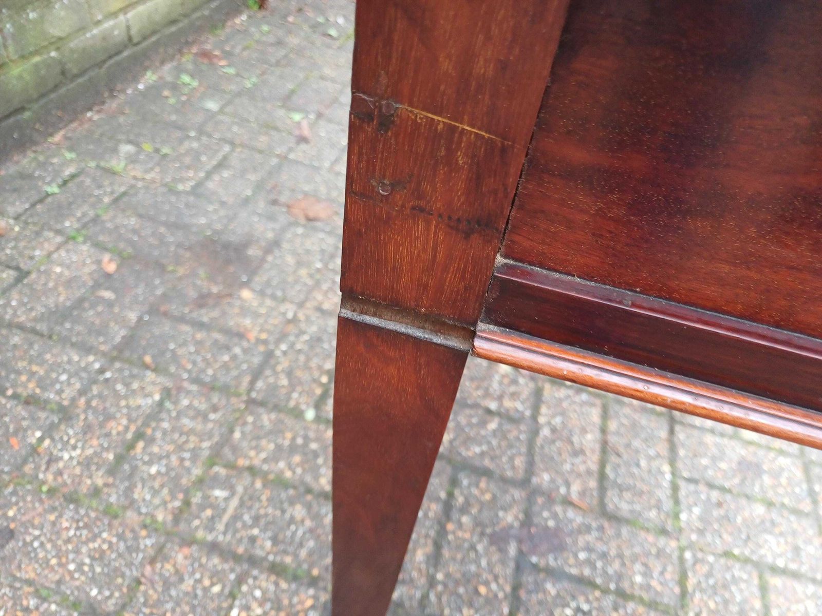 photo vintage Victorian Mahogany Side Table Desk Dressing Table Brass Handle Drawer Inlaid Detailing Antique Occasional Hall Table