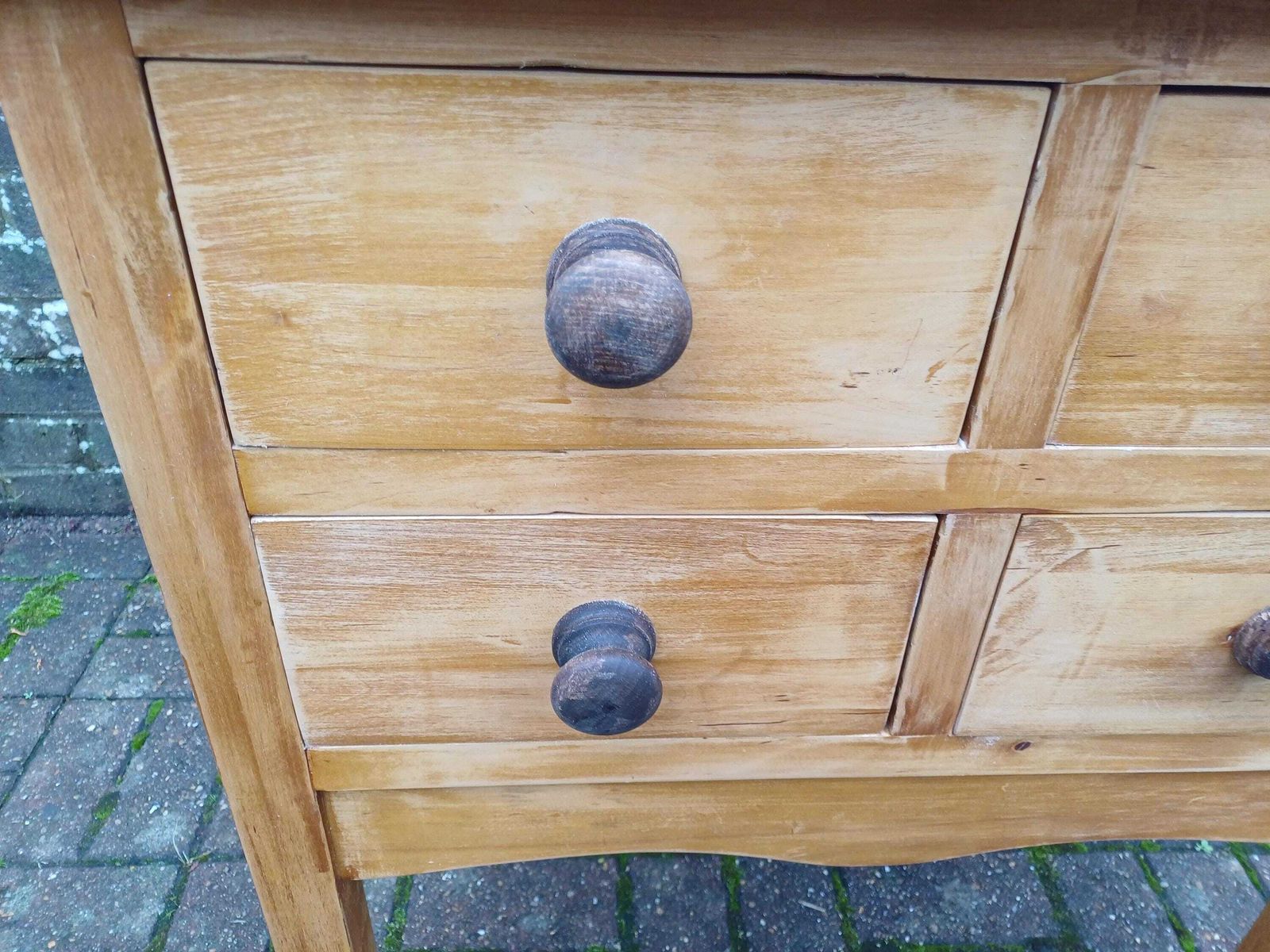 Solid Pine 4 Drawer Dresser Base Chest Cabinet Vintage Rustic Shabby Chic Distressed Finish | 1980s 1990s Sideboard photo for sale