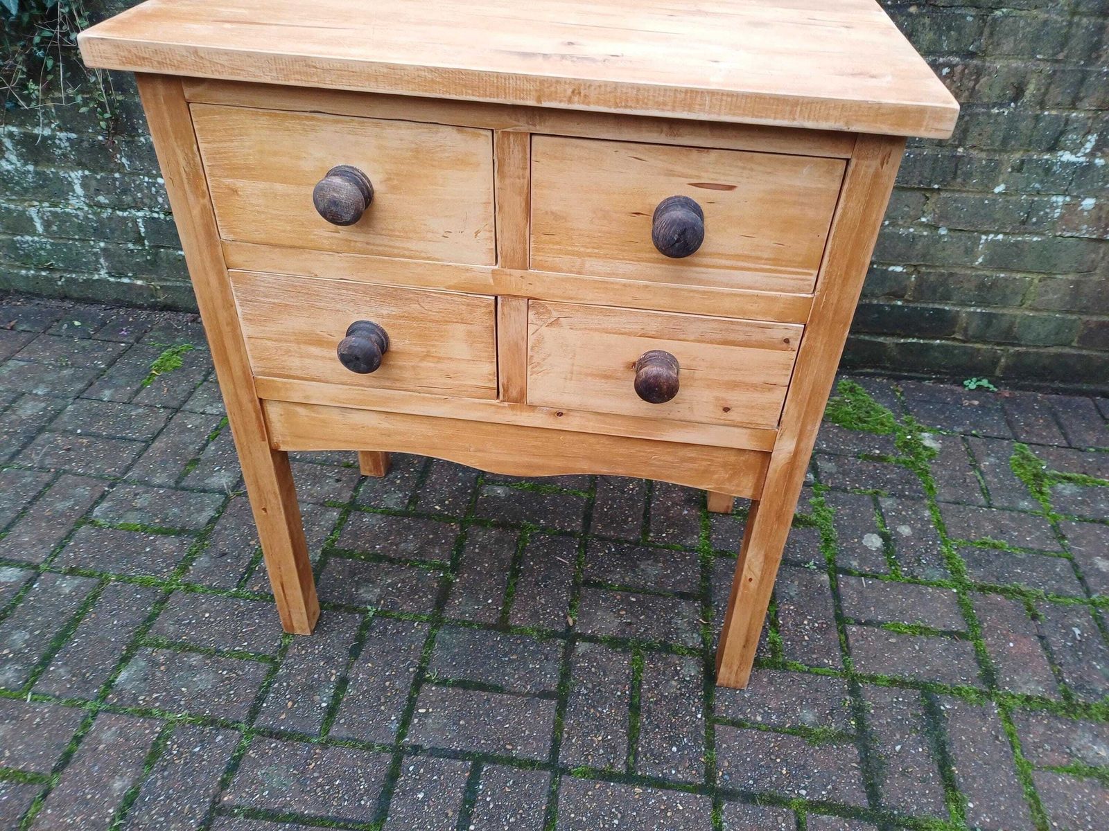 Solid Pine 4 Drawer Dresser Base Chest Cabinet Vintage Rustic Shabby Chic Distressed Finish | 1980s 1990s Sideboard photo 395.0