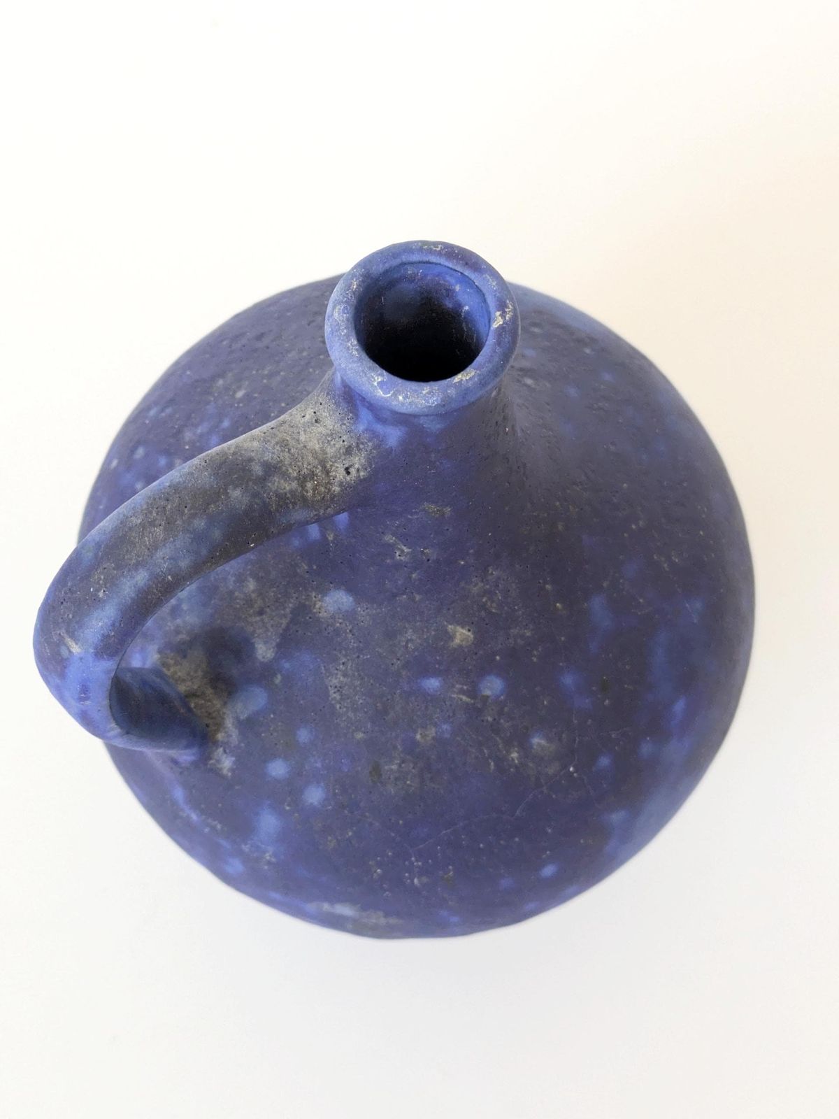 Midcentury Handle Vase By Heyne Keramik, Ultramarine Klein Blue Fat Lava, West Germany, 1960s photo vintage