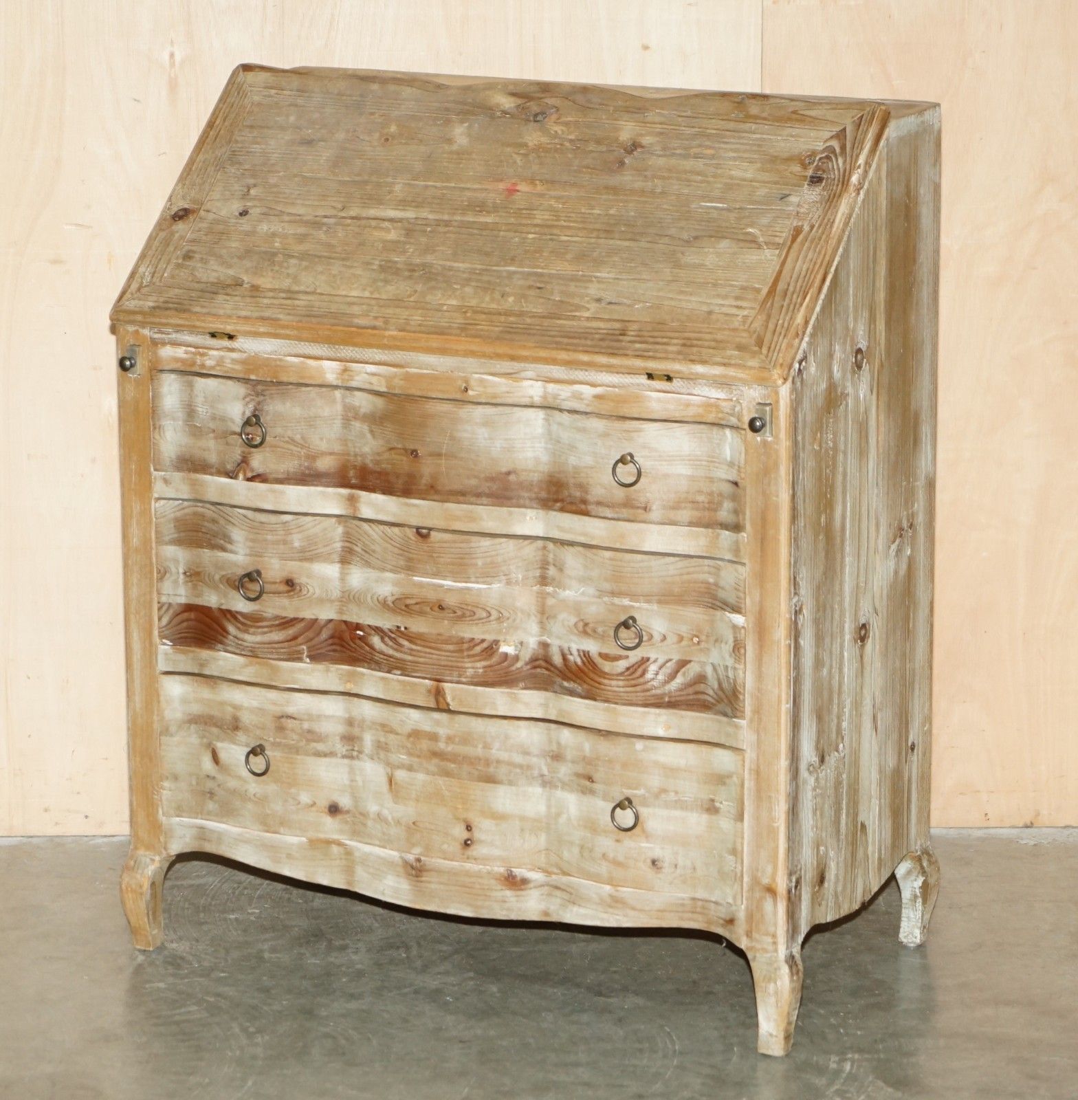 Swedish Rustic Pine Hand Painted Drop Front Bureau Desk Chest Of Drawers photo furniture