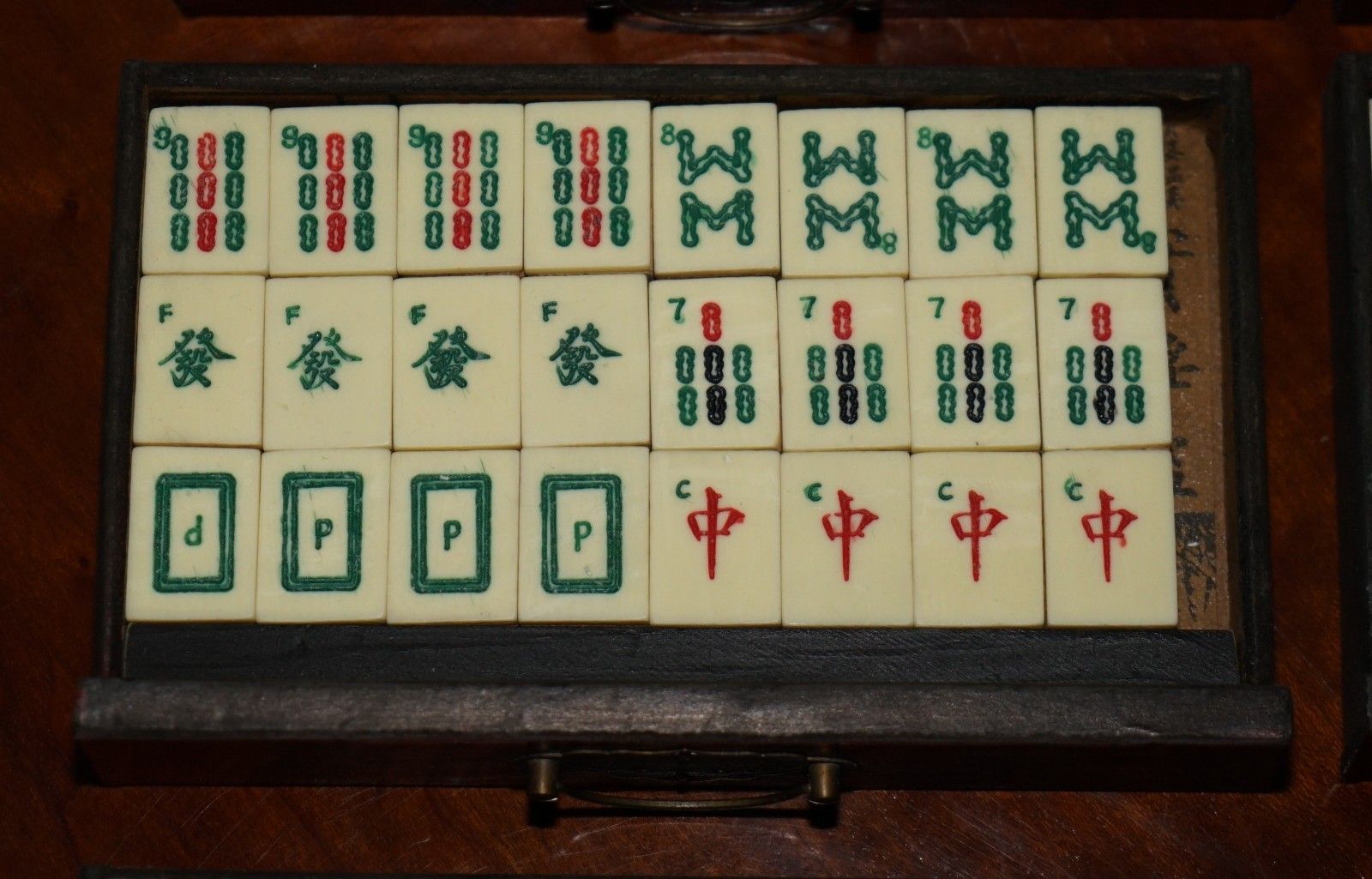 1495.0 Antique Mahjong Suite Circa 1940's Chinese Chinoiserie Dragon Design Must See photo