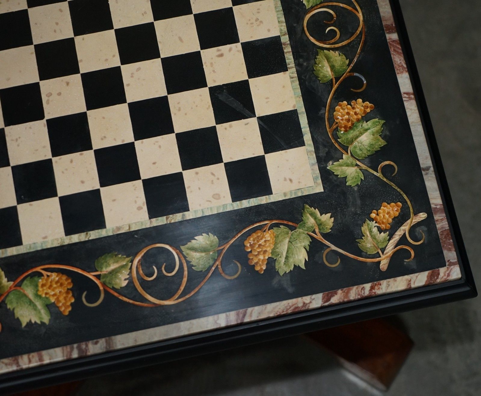 Antique Extra Large Pietra Dura Marble Inlaid Chessboard Table Later Cherry Base photo buy