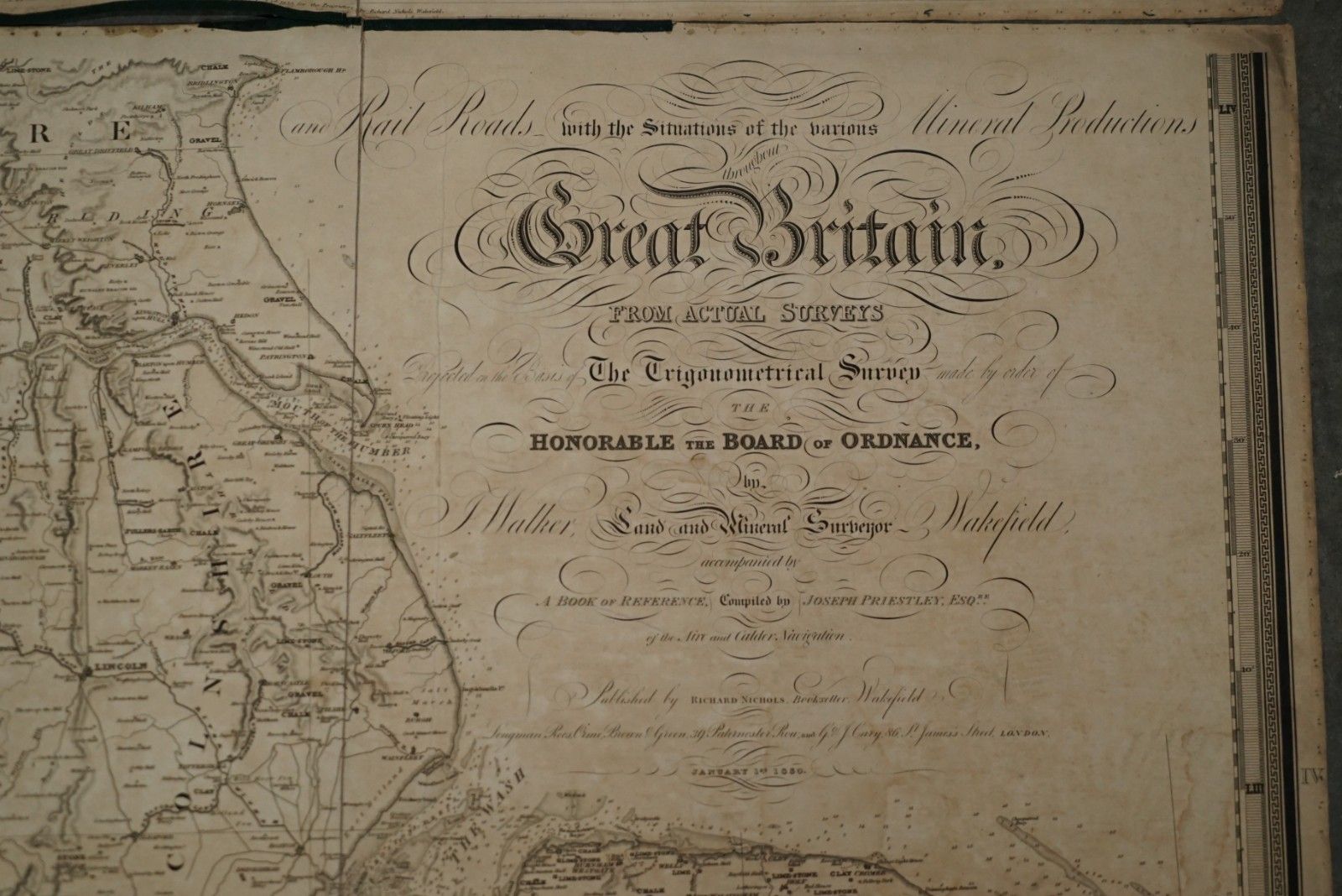 3850.0 1830 Dated Extra Large 194cm X 159cm Inland Navigation Map Canals And Railroads photo