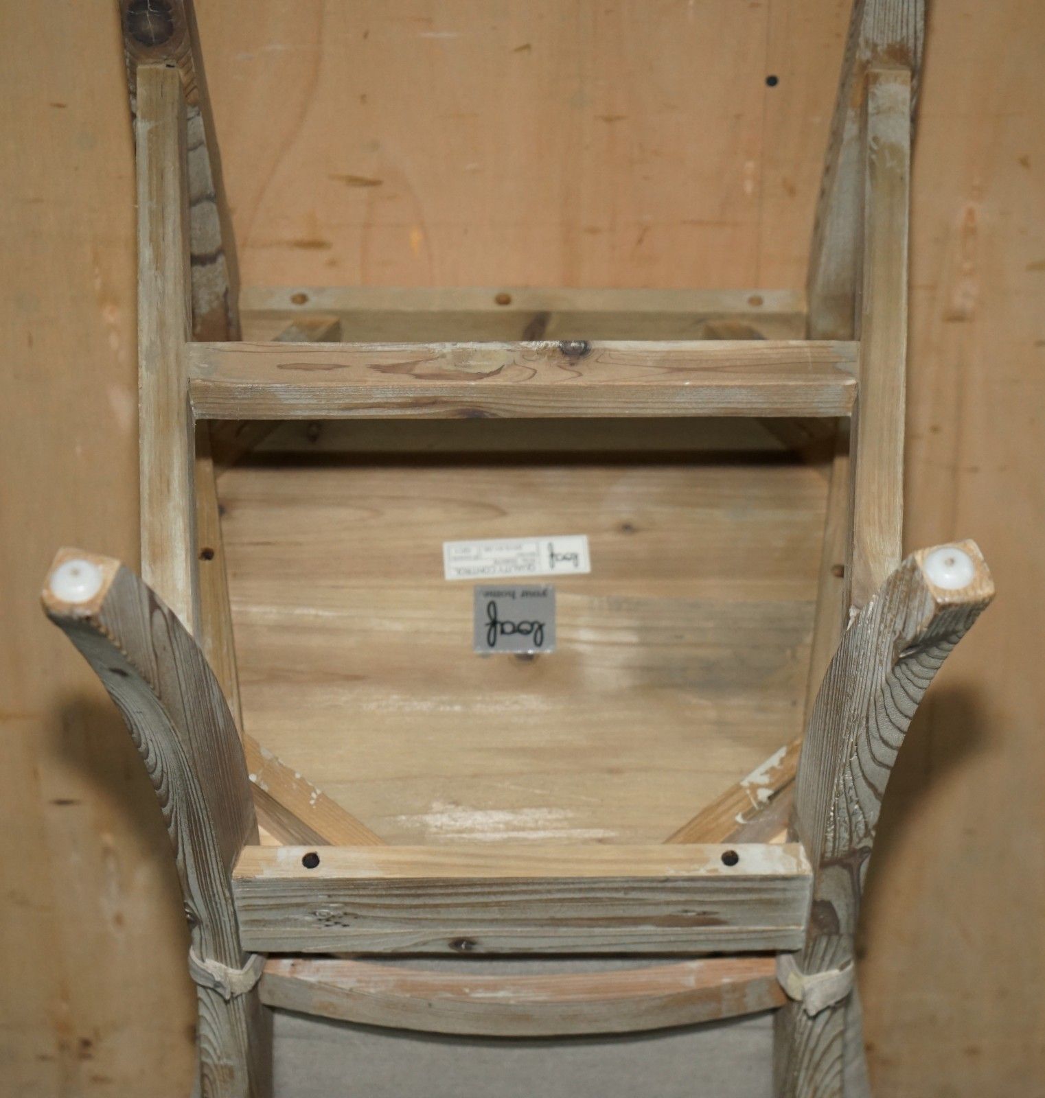 Furniture Fine Pair Of Swedish Style Loaf Reclaimed Pine Side Chairs With Cushioned Seats photo