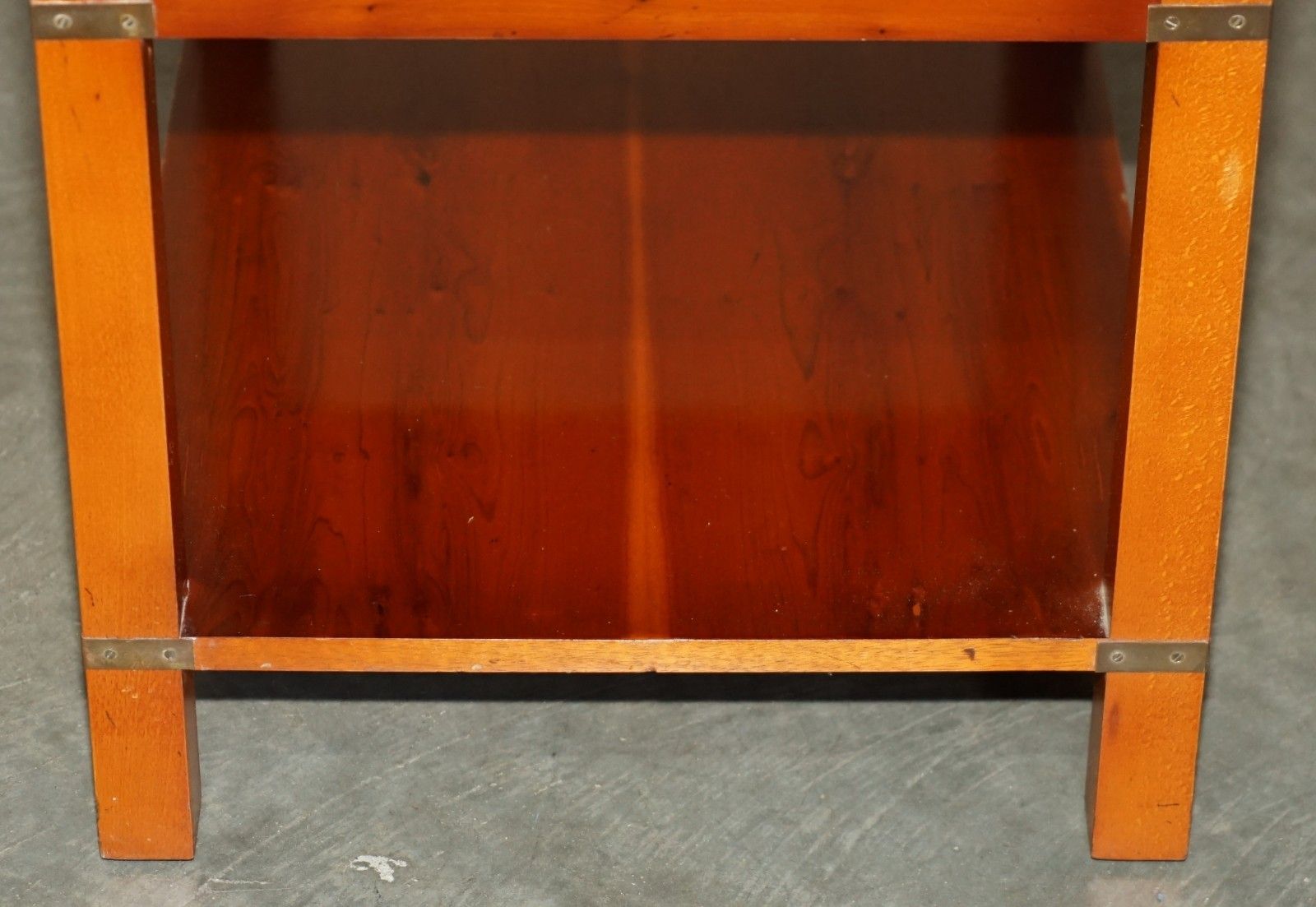 1250.0 Fully Restored Military Campaign Style Yew Wood Single Drawer Side End Table photo