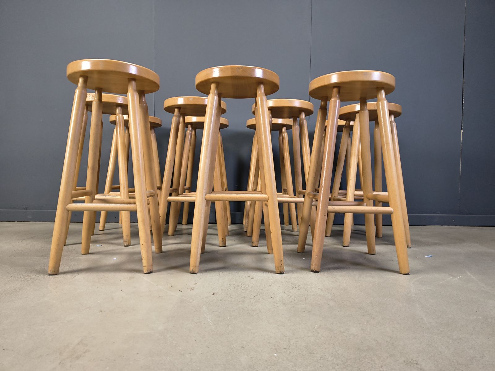 Alpine Style Chalet Stools In Wood, Set Of 11   1970s photo 1150.0