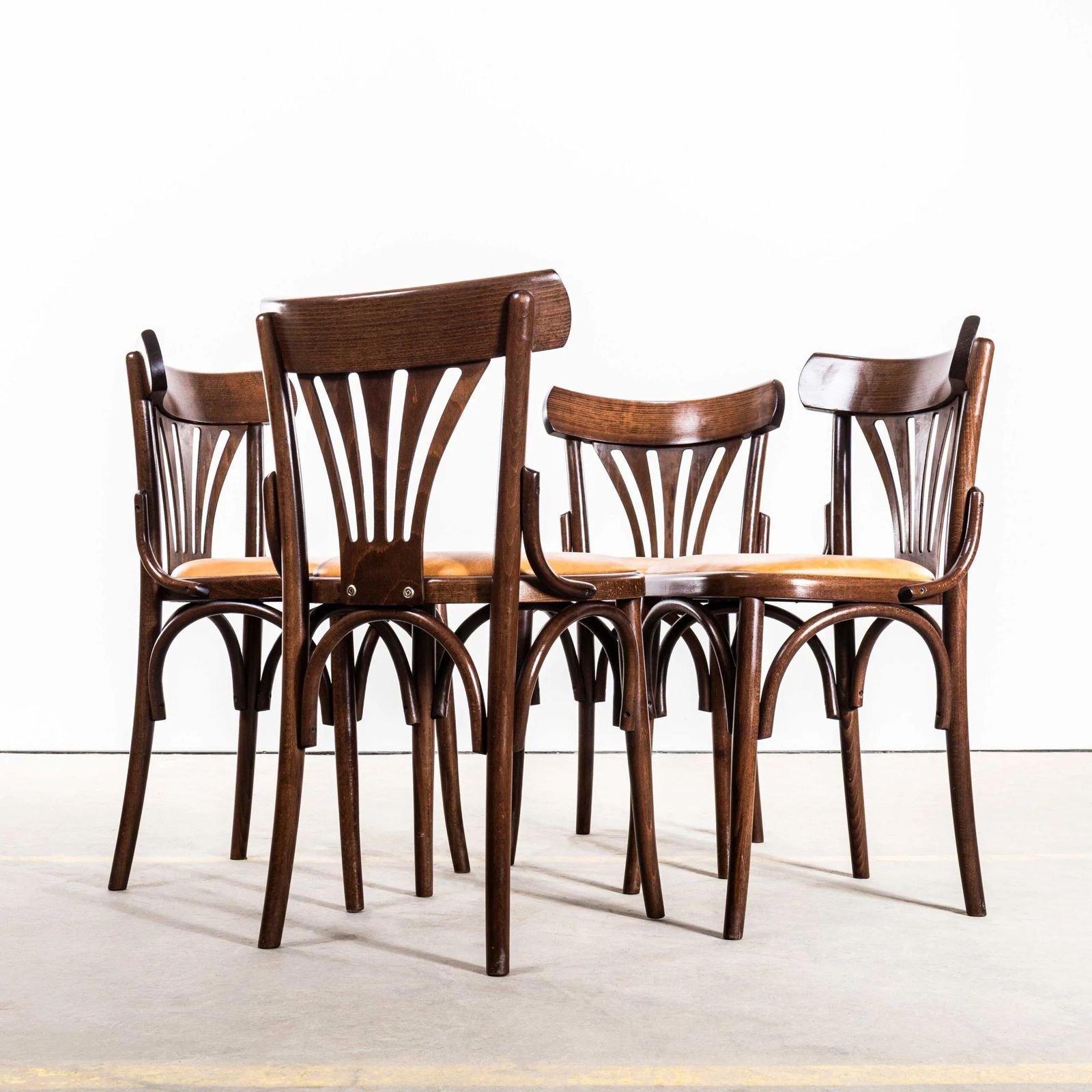 1960’s Upholstered Fan Back Bentwood Dining Chairs photo 198.0