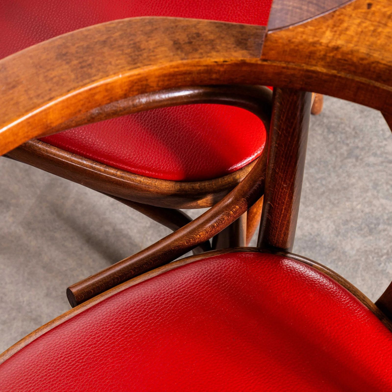 1970’s Red Upholstered Fanback Arm Dining Chairs – Set Of Eight photo Furniture
