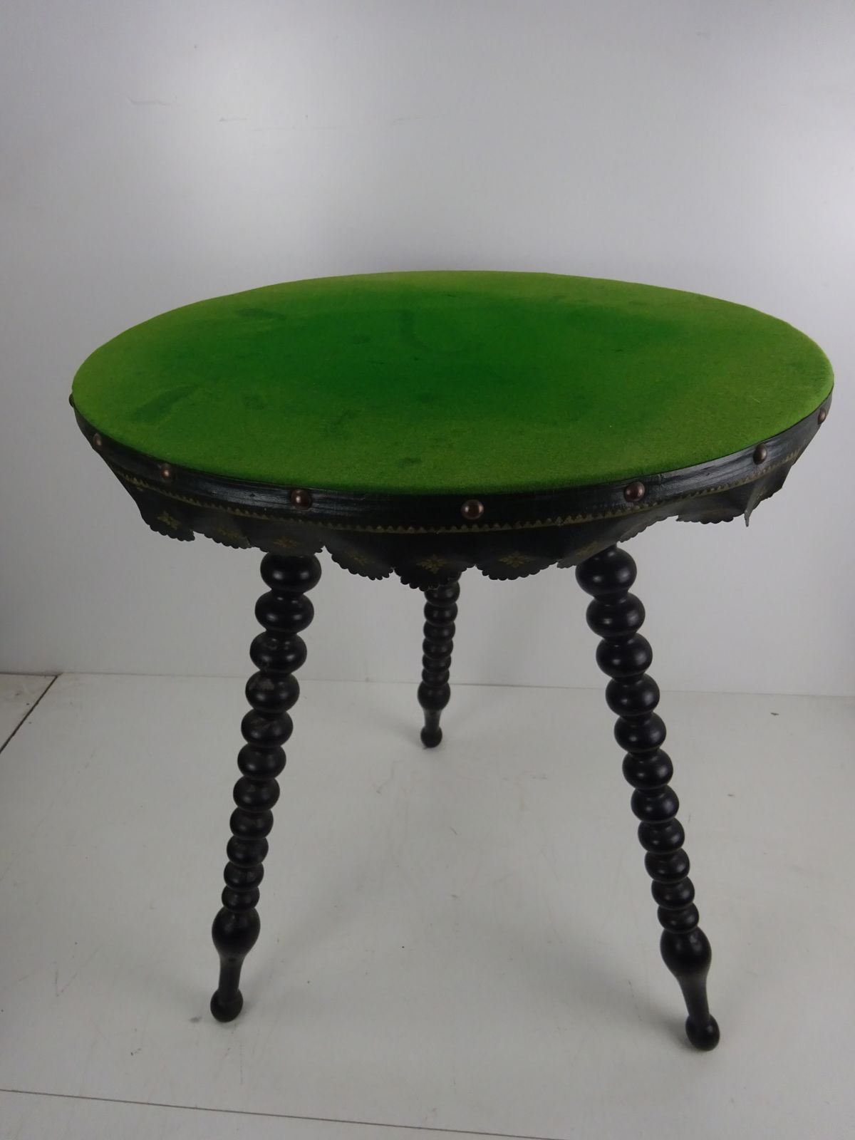 Victorian Ebonised Baize Top Bobbin Gypsy Table photo for sale