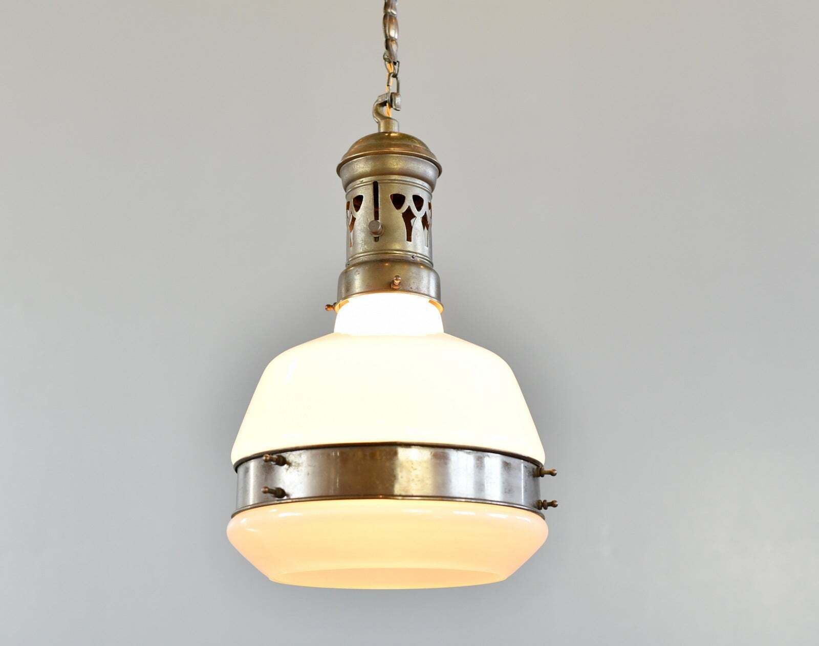 German Opaline Pendant Light Circa 1910
