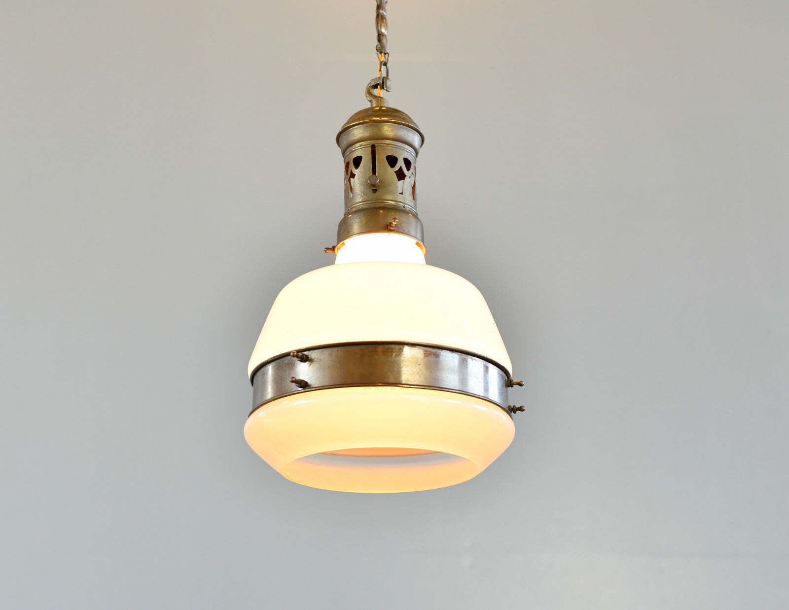 Lighting German Opaline Pendant Light Circa 1910 photo
