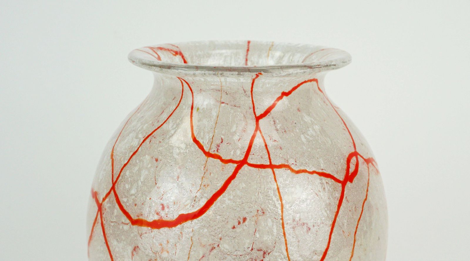 Loetz Klostermühle Art Deco Glass Vase 1930s Orange White And Clear Glass photo Home Decor
