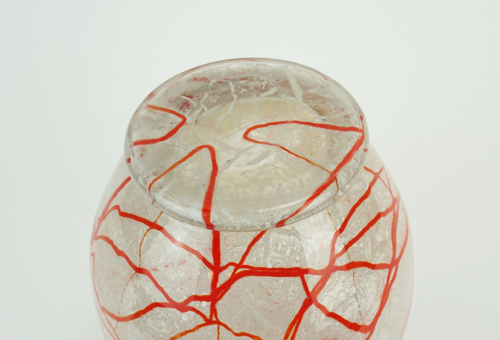 Loetz Klostermühle Art Deco Glass Vase 1930s Orange White And Clear Glass photo vintage