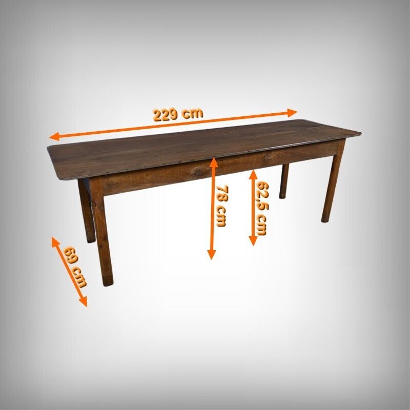 3000.0 Chestnut Farmhouse Table, Seats 8 To 10 – Late 19th Century photo