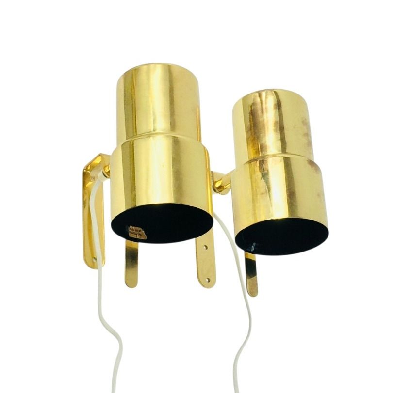 Pair Of Mid Century Scandinavian Brass Wall Lights By Hans Agne Jakobsson, Sweden, 1960s