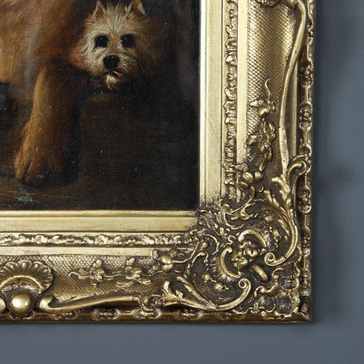 photo buy English Victorian Copy Of An Oil Painting Picture Of Dignity And Impudence Hound Dog By Sir Edwin Landseer (Circa 1860)