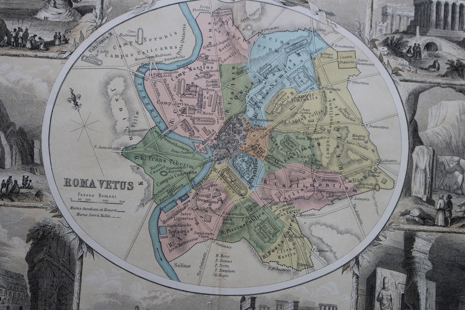 Antique City Plan Of Rome 'Roma Vetus' By Keith Johnston C1878 photo furniture