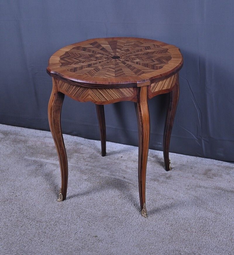 Marquetry Side Table, Louis XV Style – First Half Of The 20th Century photo Furniture