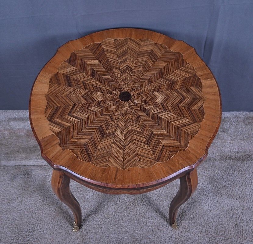 Marquetry Side Table, Louis XV Style – First Half Of The 20th Century photo 710.0