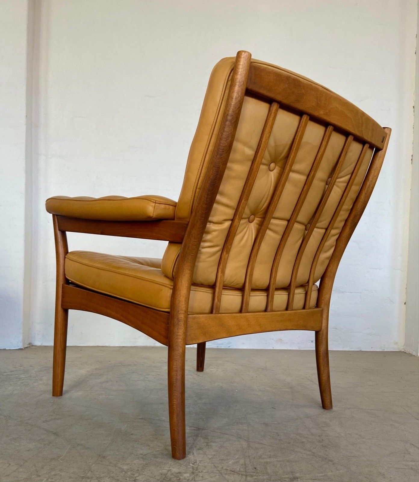 825.0 Vintage Mid Century Light Tan Leather Lounge Chair By Göte Möbler 1970,S photo