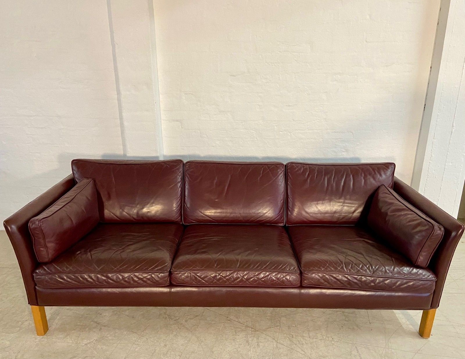 Mid Century Modern Arne Norell Swedish Burgundy Leather Sofa – 1960s photo Furniture