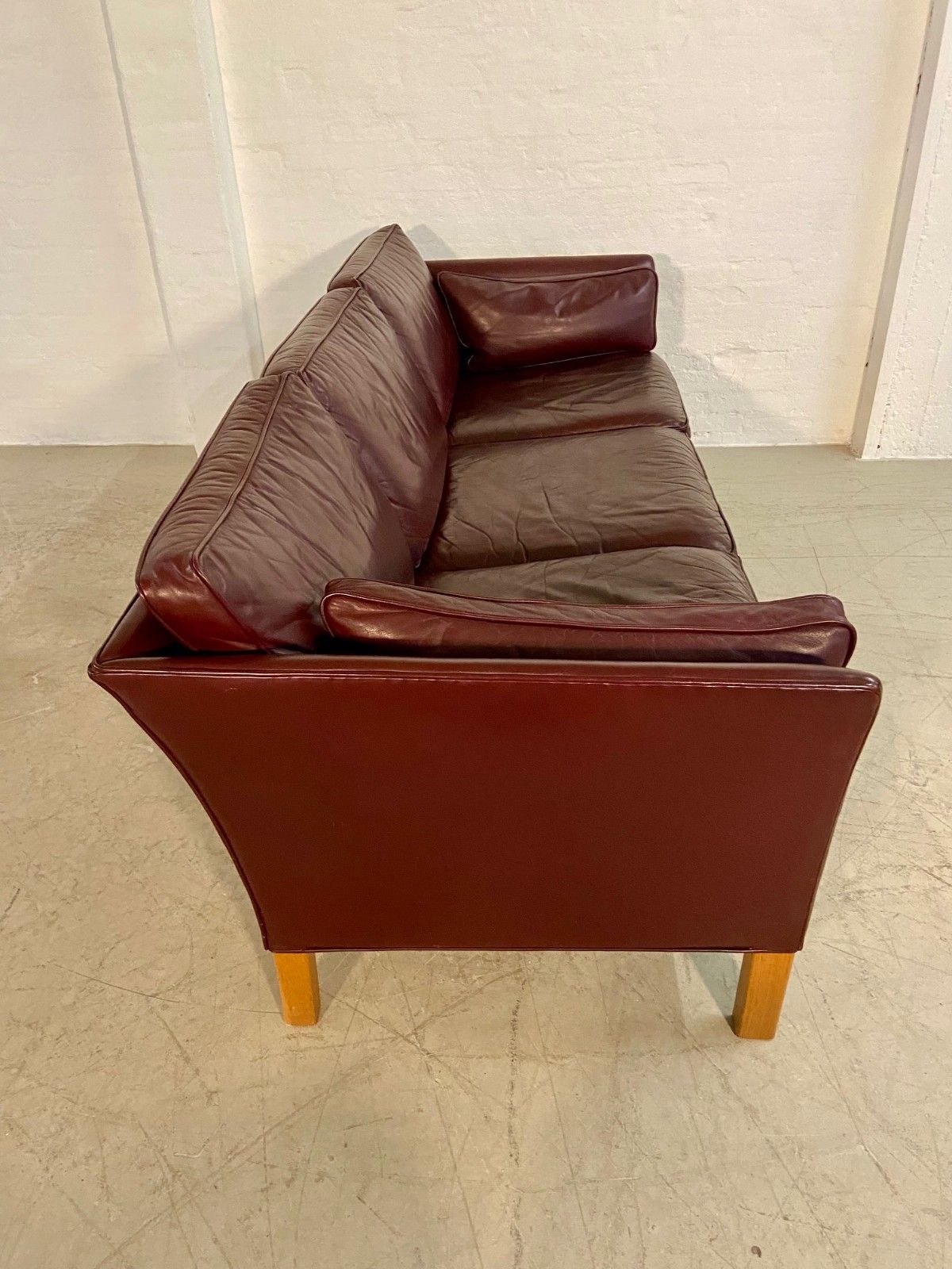 photo for sale Mid Century Modern Arne Norell Swedish Burgundy Leather Sofa – 1960s